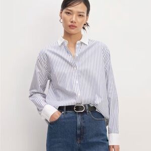 Everlane pinstripe Silky Cotton Relaxed button down shirt